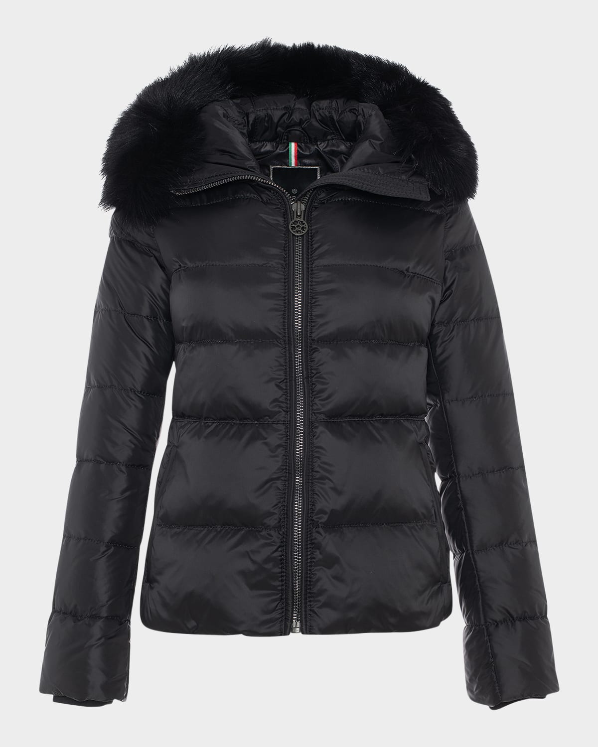 Gorski Short Down Apres-ski Jacket With Detachable Toscana Lamb Hood Trim In Black