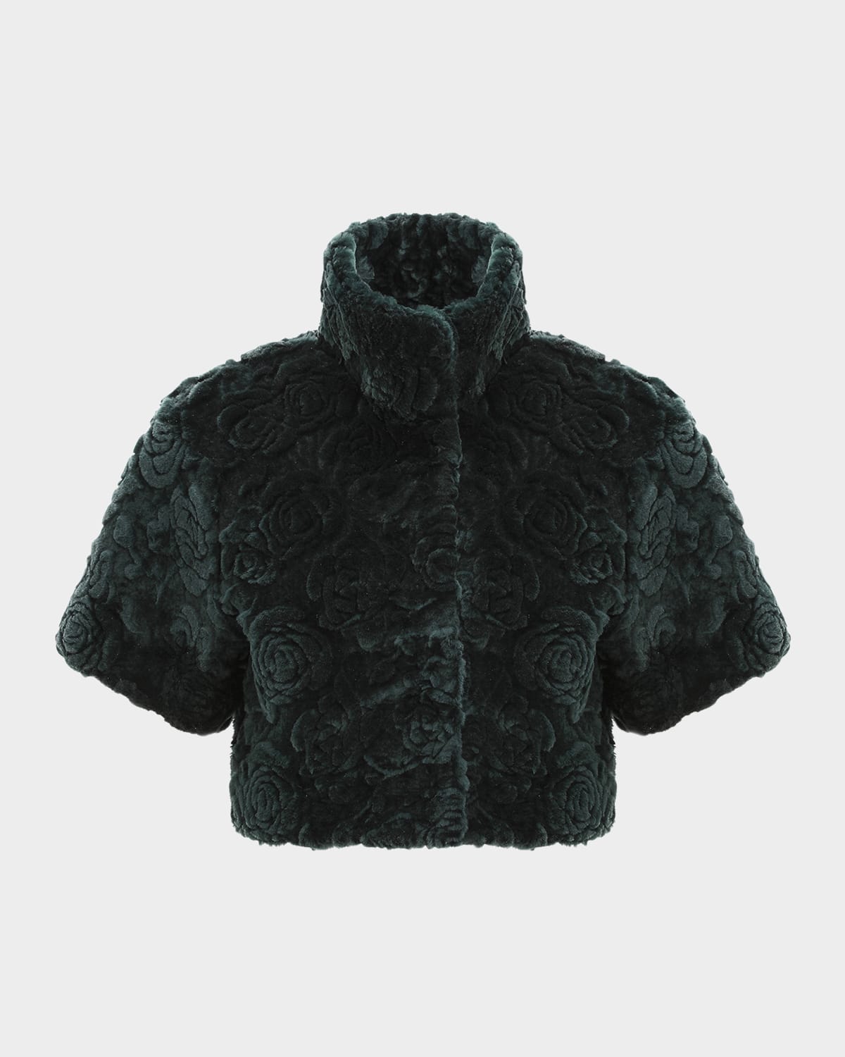 Gorski Rose Printed Select Lamb Shearling Bolero Jacket In Green