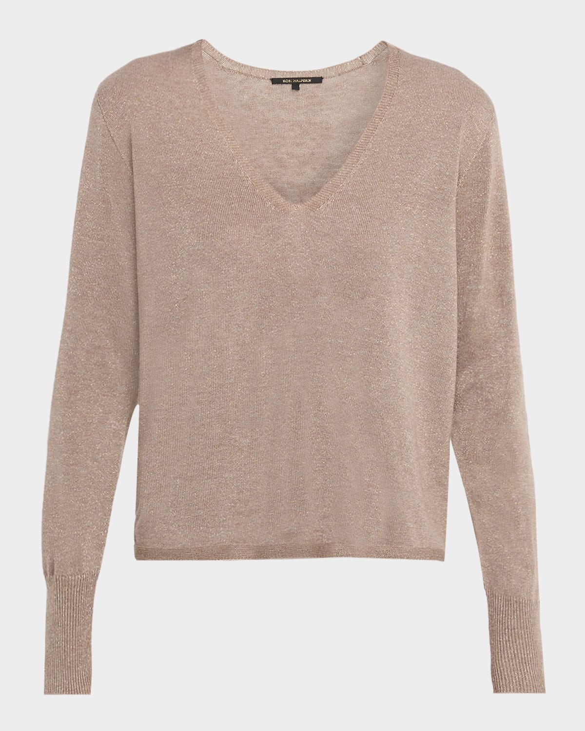 Kobi Halperin Vinny V-neck Shimmer Knit Sweater In Brown