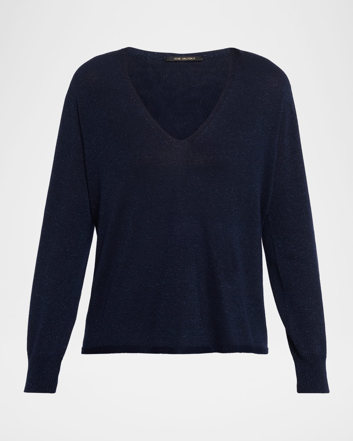Kobi Halperin Vinny V-neck Shimmer Knit Sweater In Blue