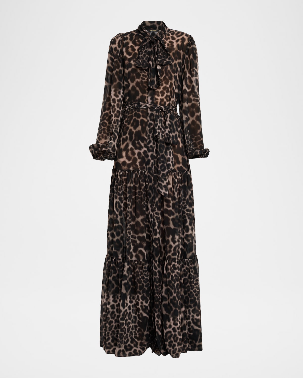 Kobi Halperin Baird Tiered Animal-print Maxi Dress In Brown
