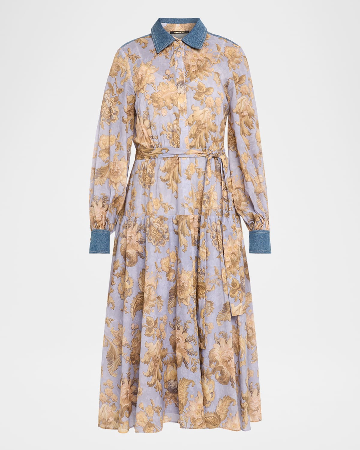 Kobi Halperin Evans Floral-print Cotton Midi Shirtdress In Multi