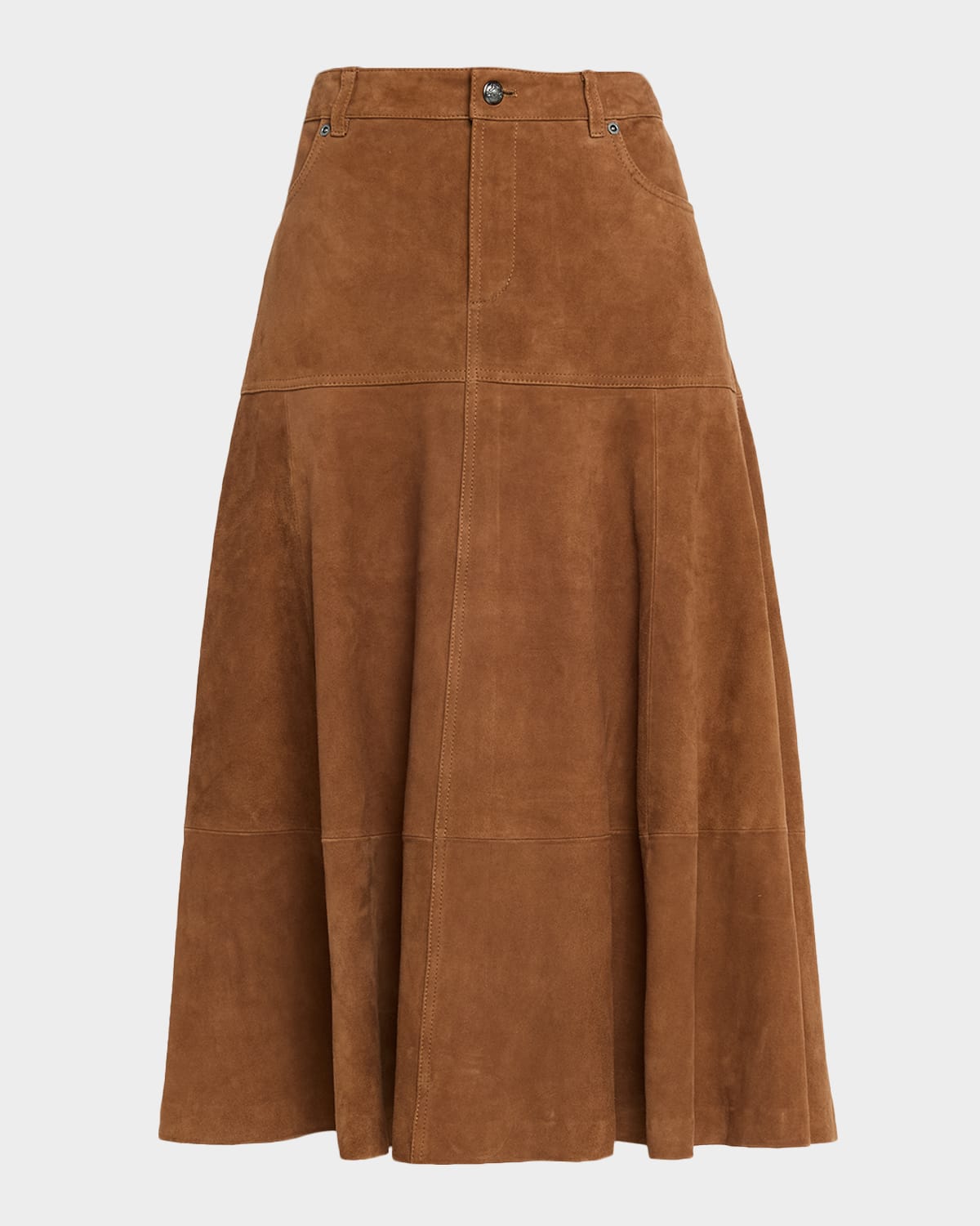 Kobi Halperin Matty Paneled Suede Midi Skirt In Brown