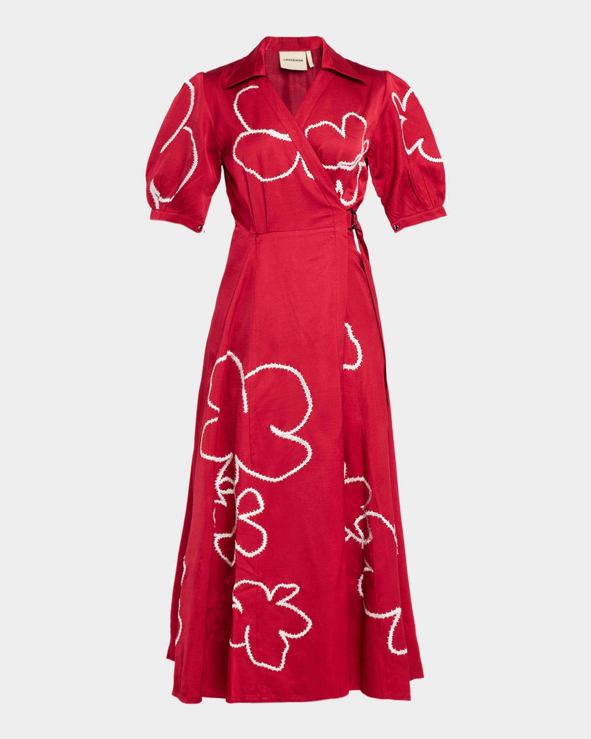 Lovebirds Lilac Floral-embroidered Maxi Wrap Dress In Red
