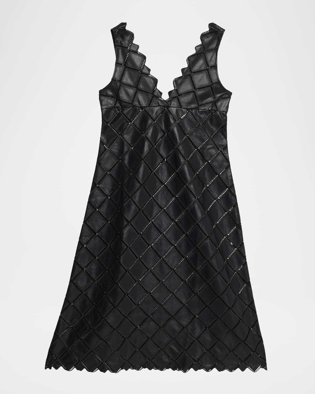 Lovebirds Asphalt Diamond-cutout Faux Leather Midi Dress In Black