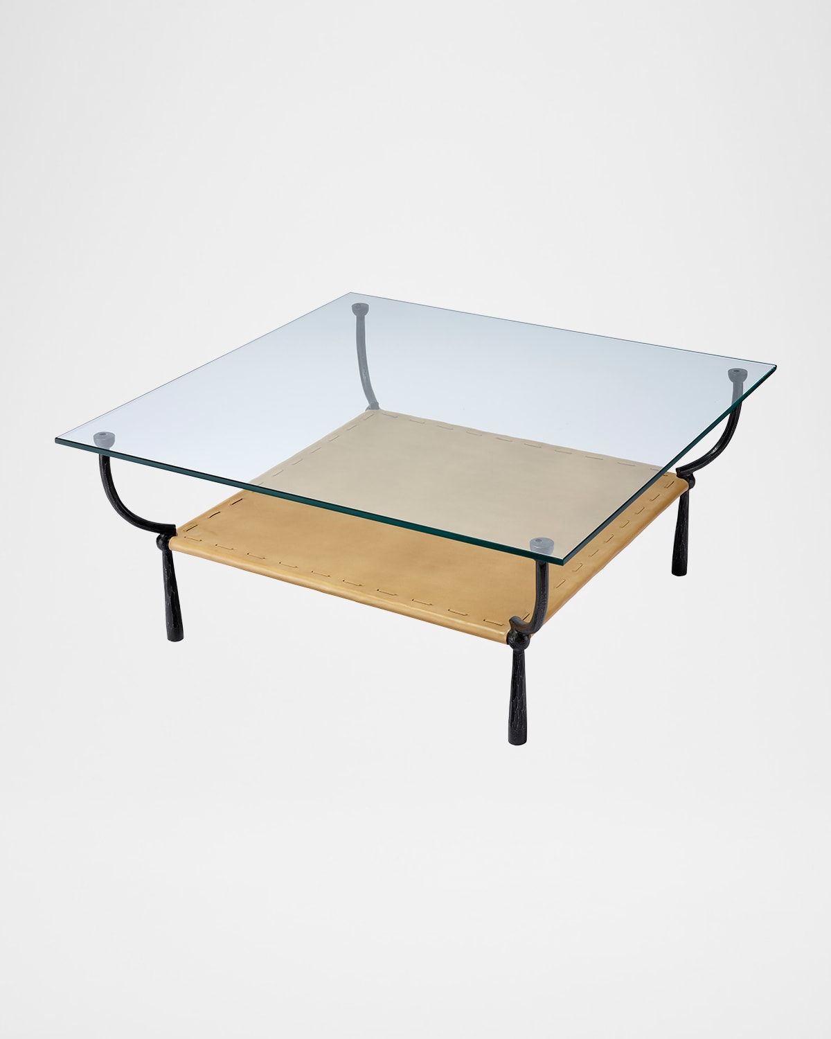 Jamie Young Renzo Glass & Leather Coffee Table In Multi