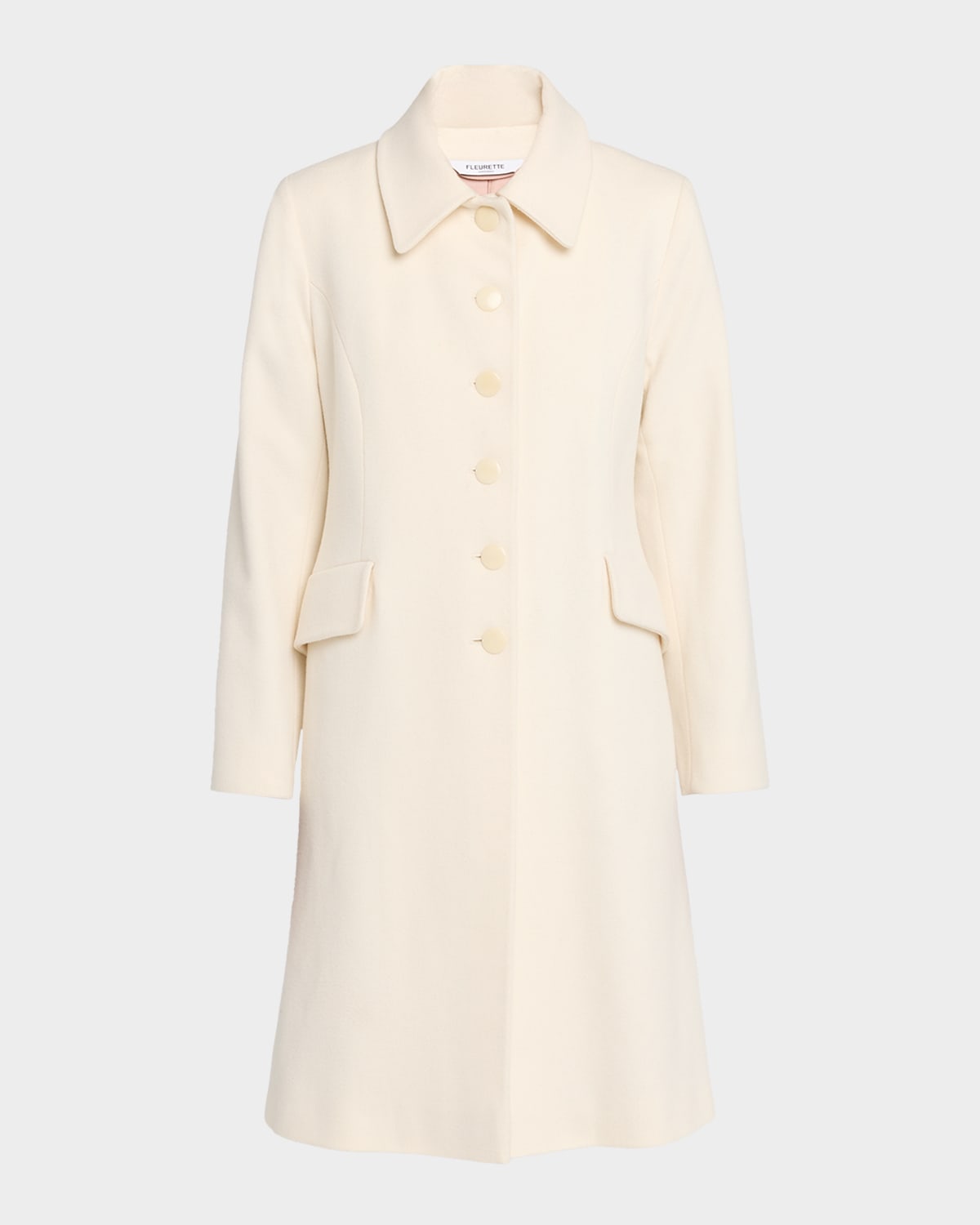 Fleurette Sofia Wool Fit-and-flare Coat In White