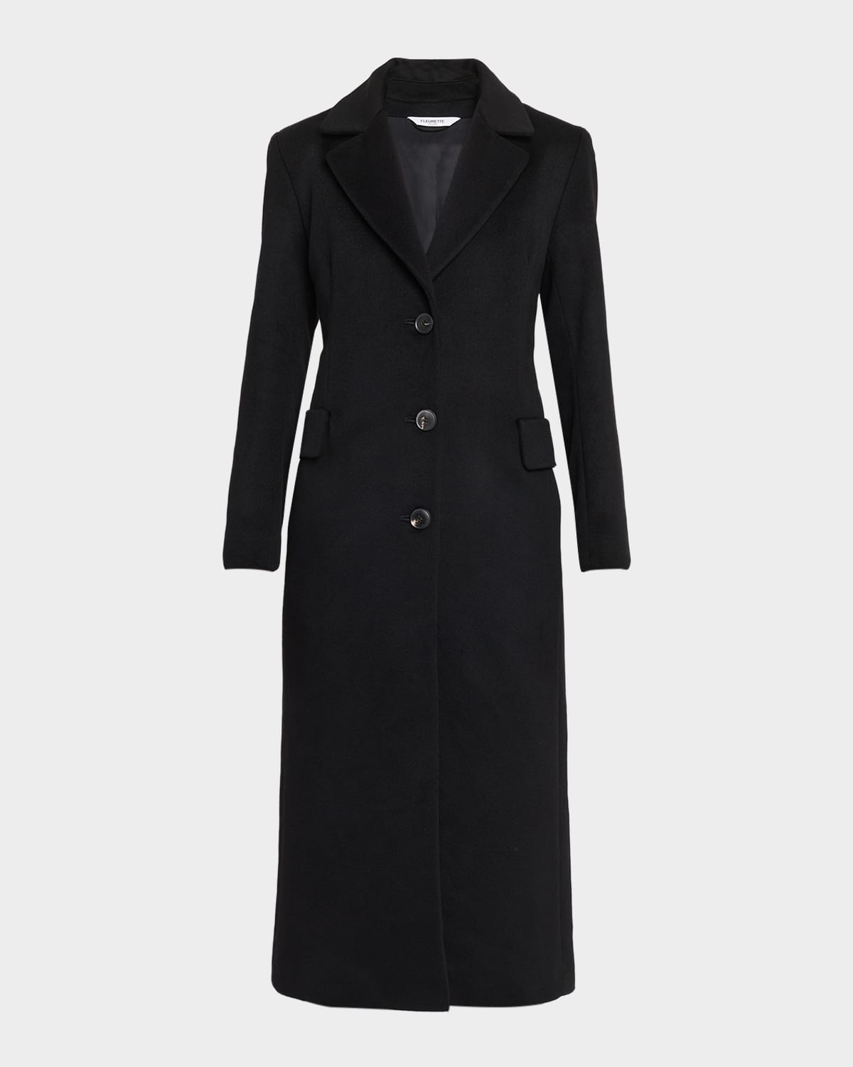 Fleurette Mia Cashmere Maxi Coat In Black