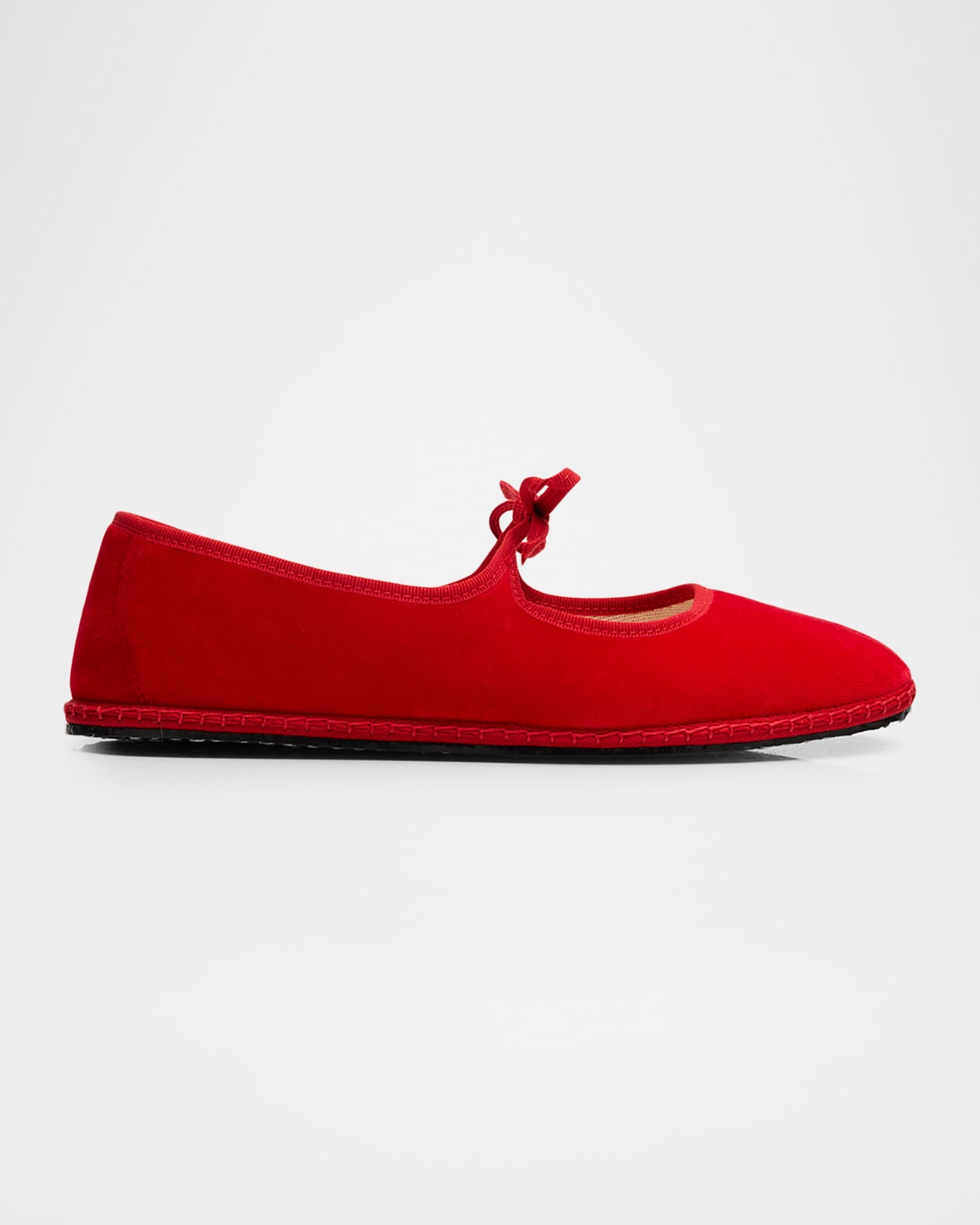 Vibi Venezia Canvas Mary Jane Ballerina Flats In Red