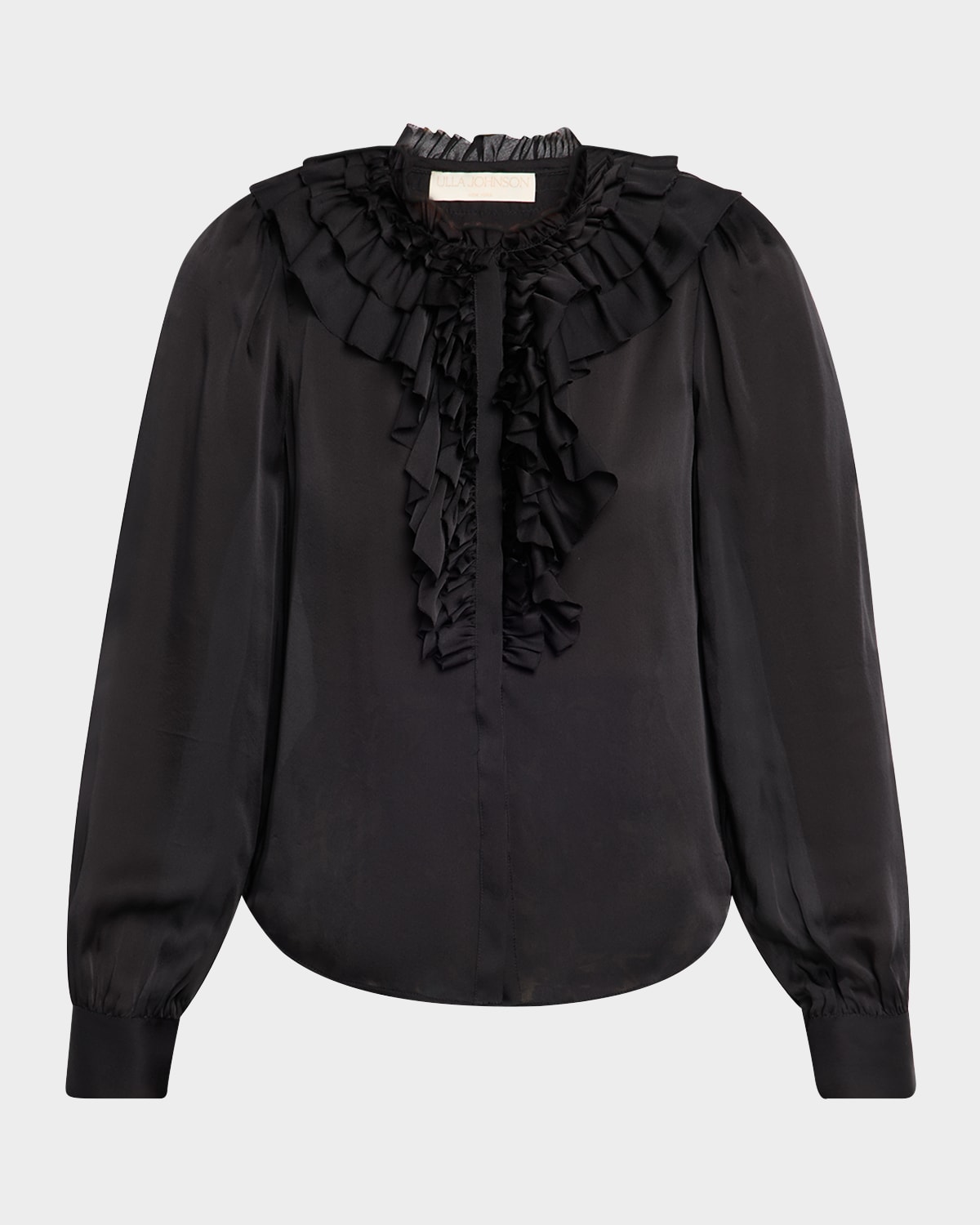 Ulla Johnson Rouen Ruffled Silk Blouse In Black