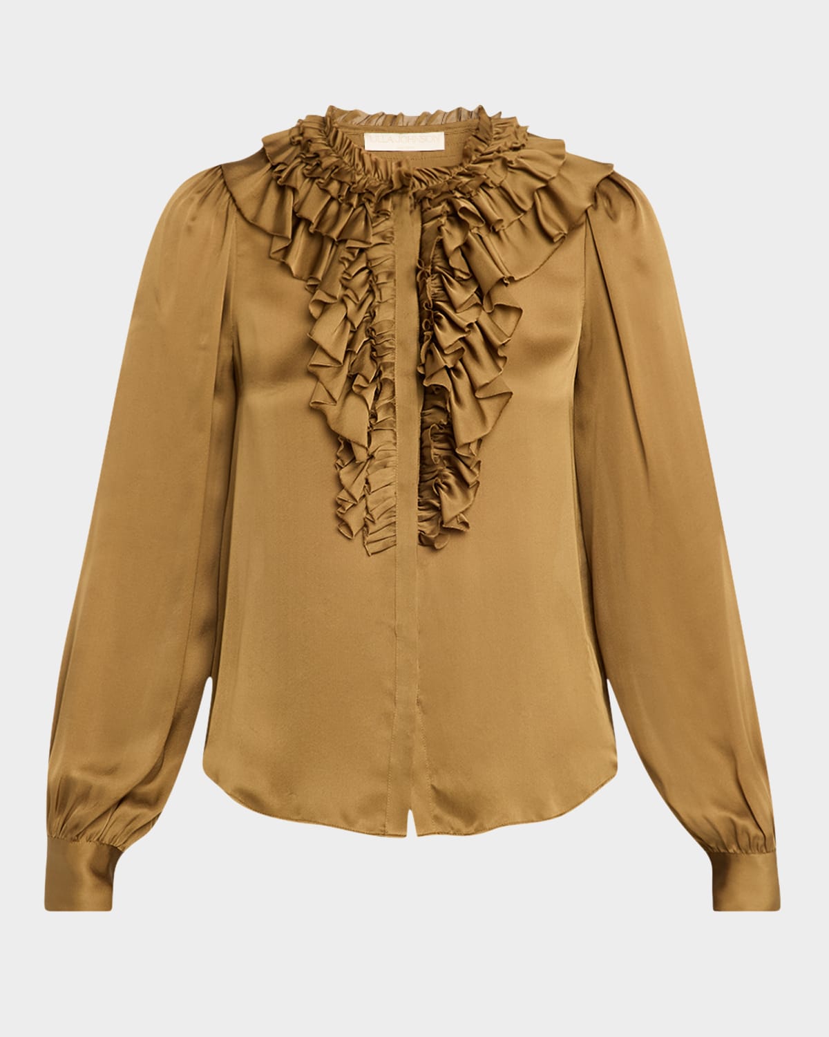 Ulla Johnson Rouen Ruffled Silk Blouse In Brown