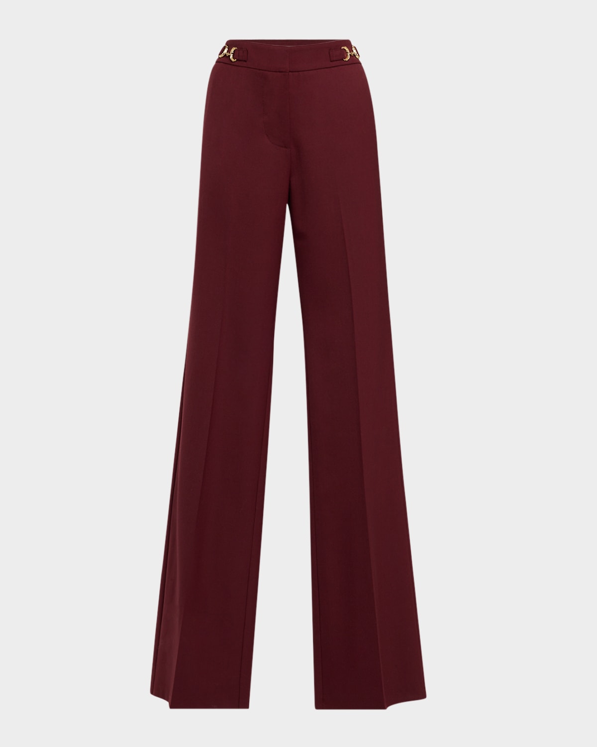 Ulla Johnson Quartier Mid-rise Pants With Chain Detail In Burgundy