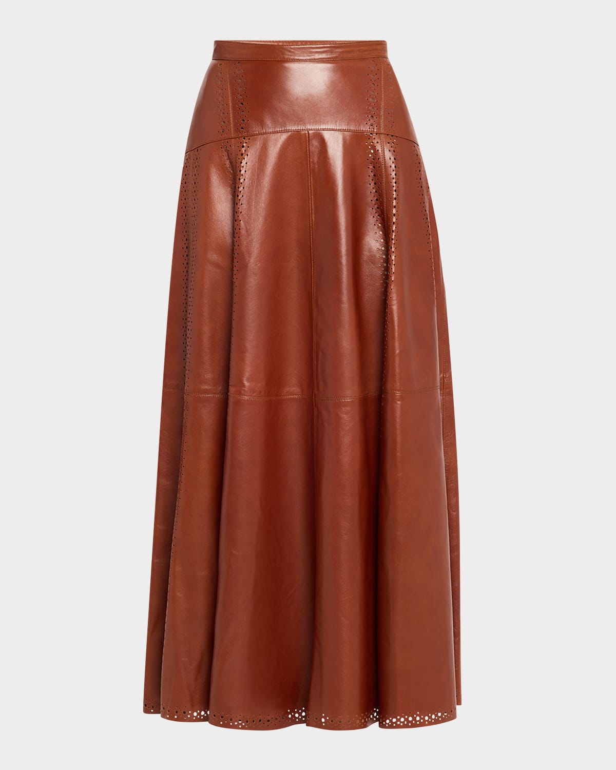 Ulla Johnson Aninda Eyelet Trim Leather A-line Skirt