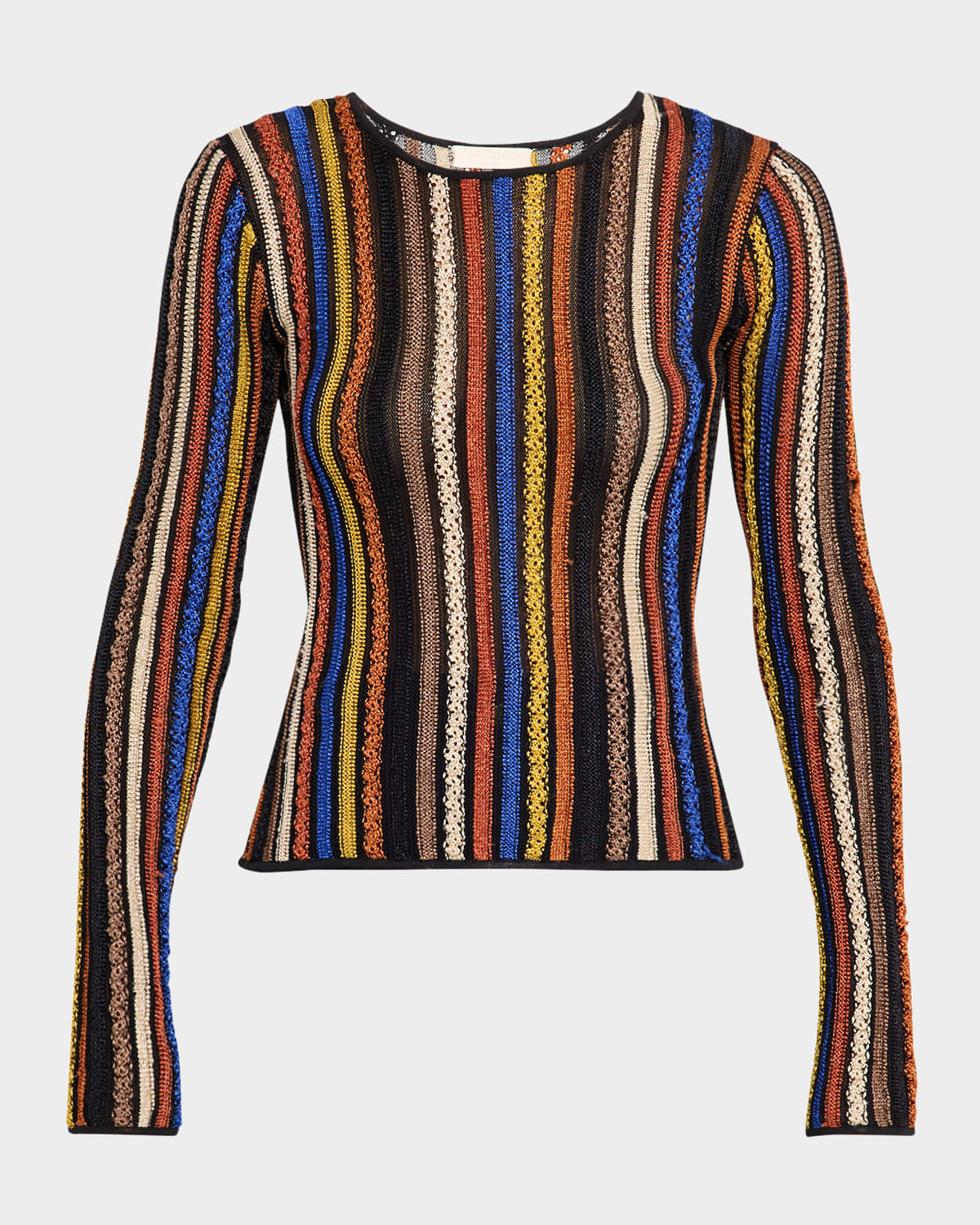 Ulla Johnson Ardith Long-sleeve Lace Knit Top In Multi