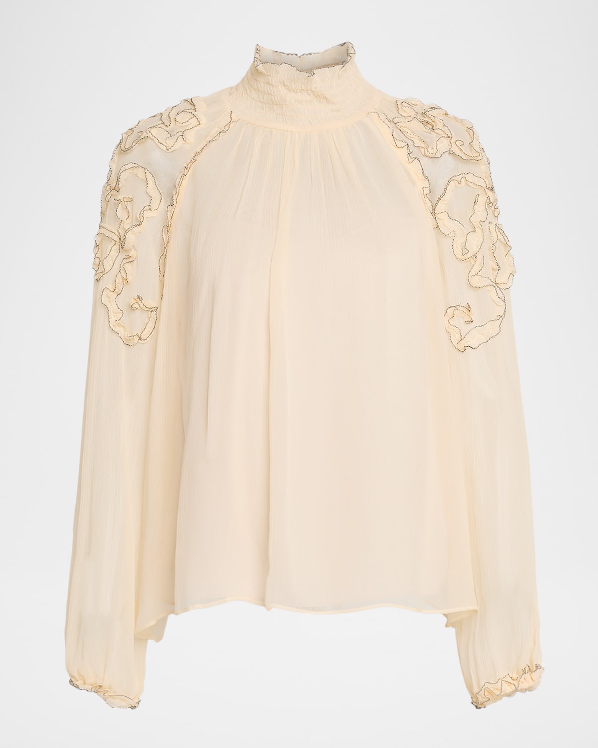 Ulla Johnson Magdalena Long-sleeve Silk Blouse In White