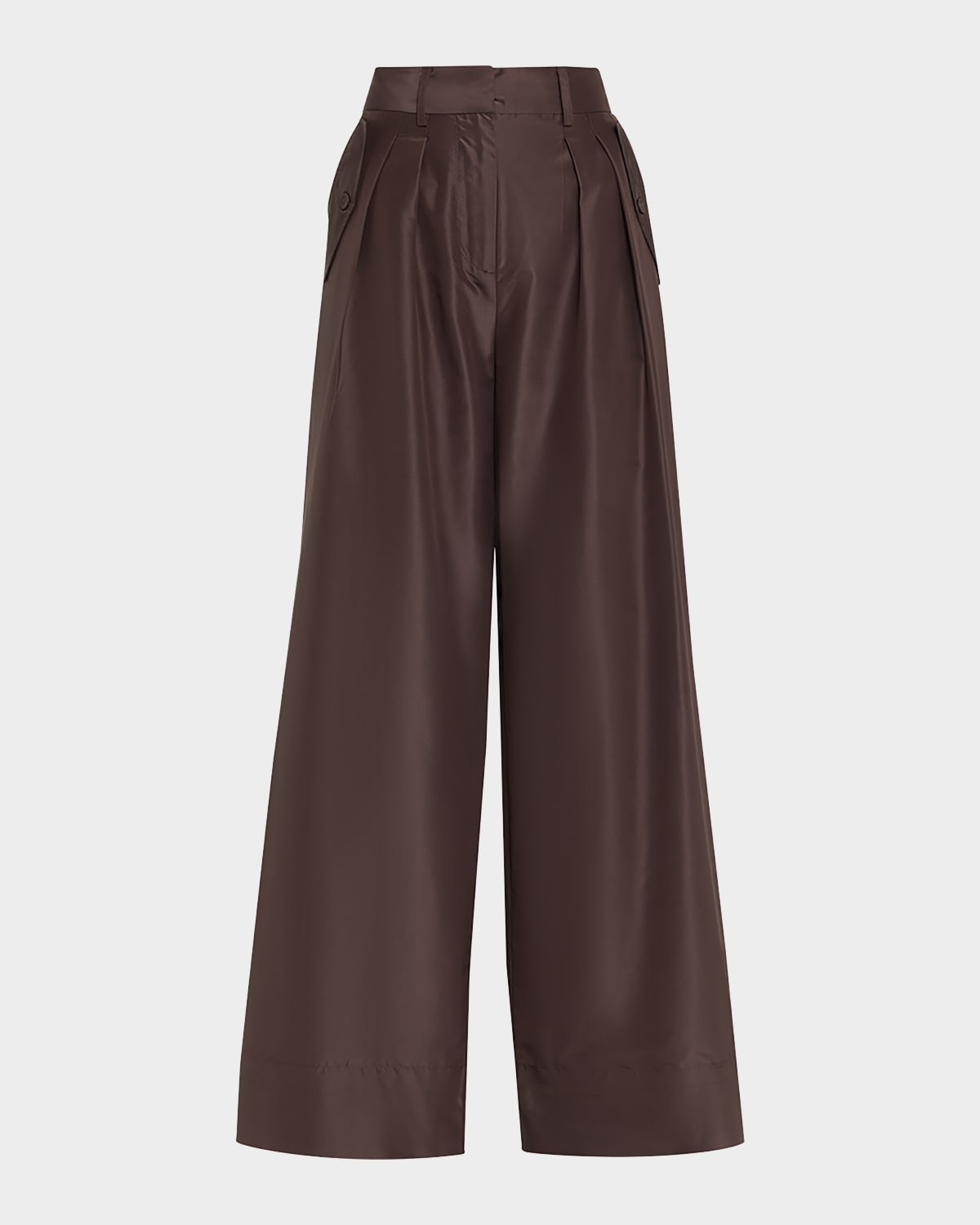 Ulla Johnson Charlie Wide-leg Silk-blend Pants In Brown
