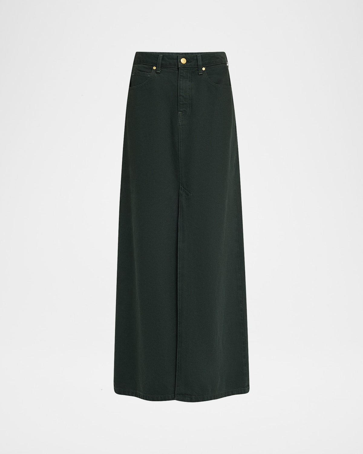 Ulla Johnson The Anais Denim Mid-rise Maxi Skirt In Green