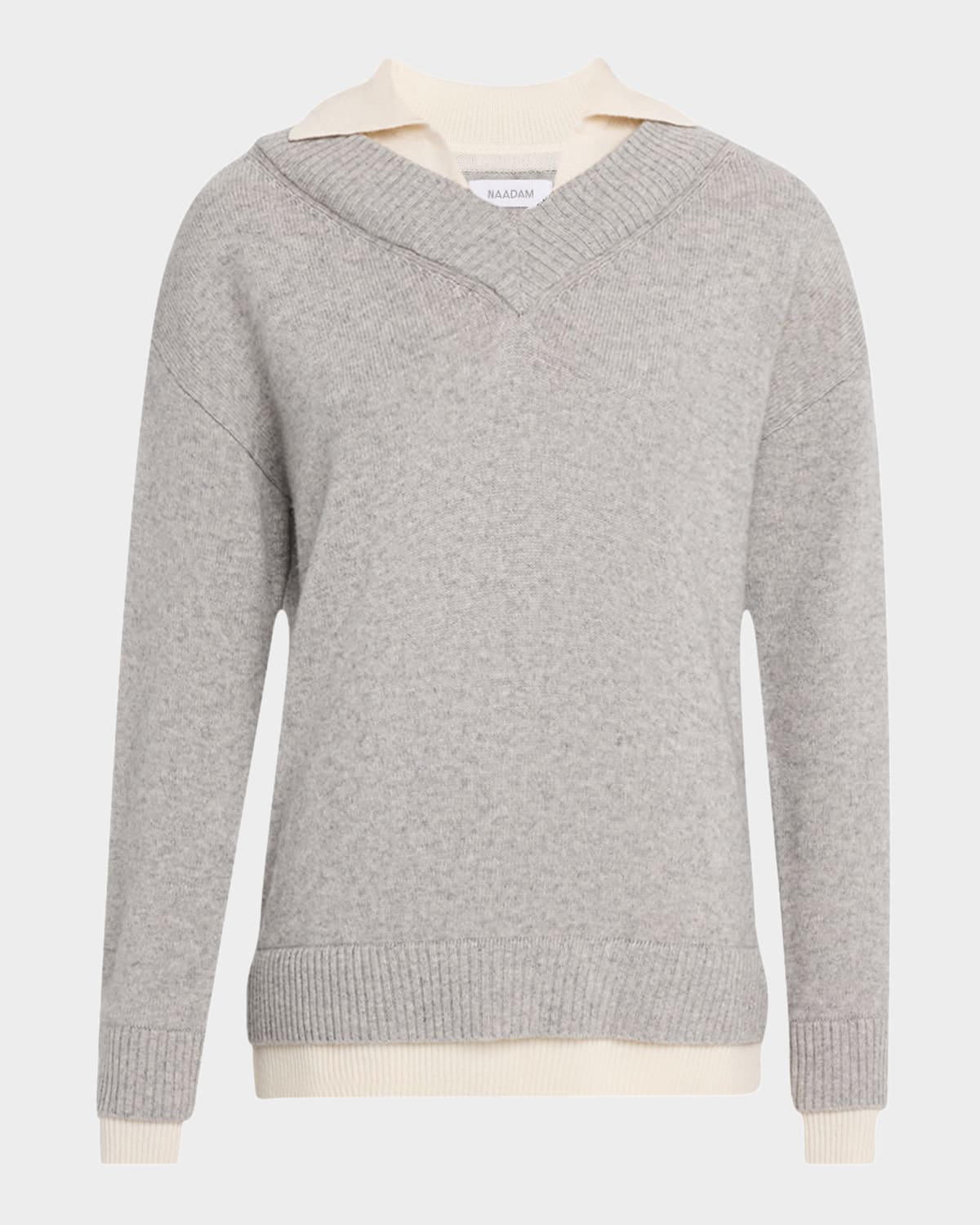 Naadam Premium Cashmino Two-tone Sweater Set In Gray