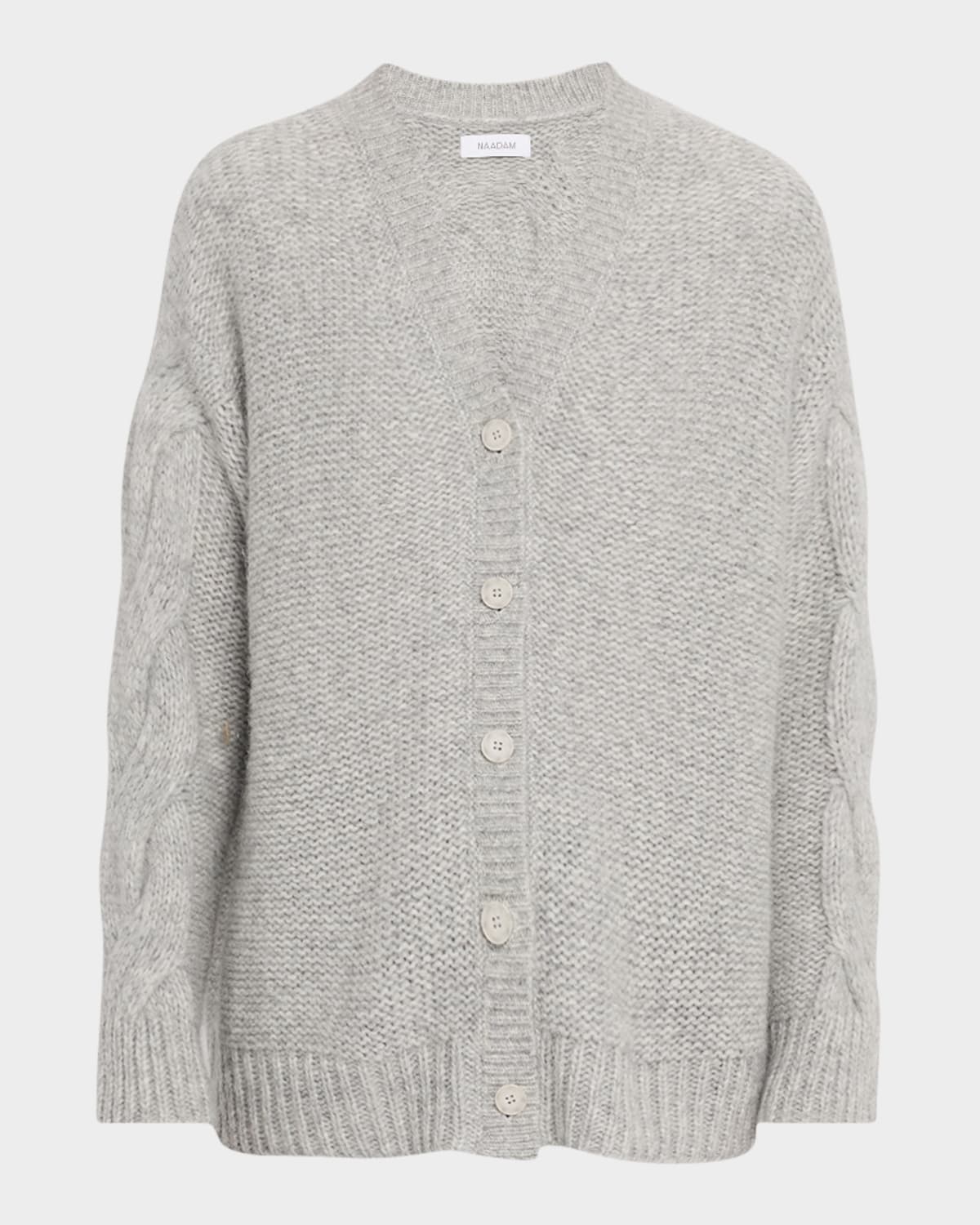 Naadam Luxe Lofty Cable-knit Sweater In Gray