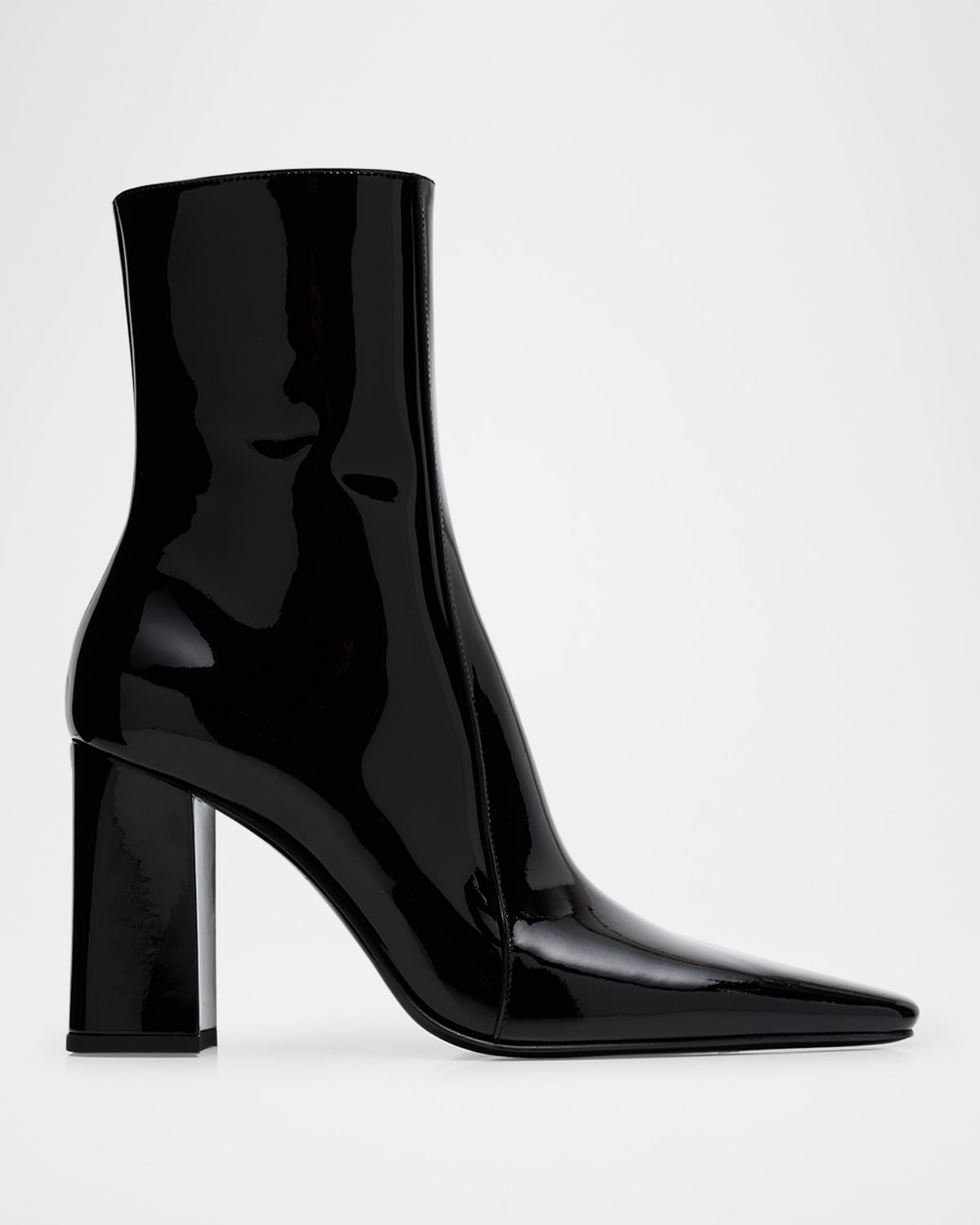 Saint Laurent Rainer Patent Leather Booties In Black