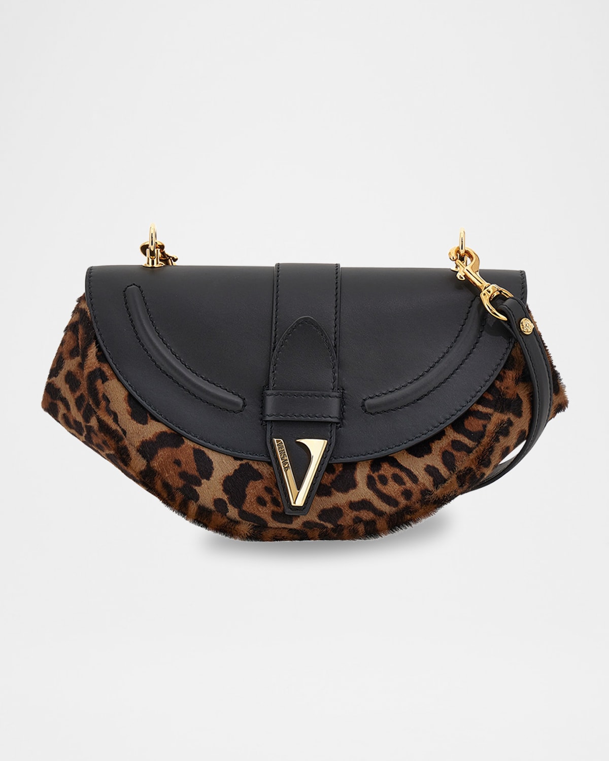 Versace Virtus Medium Leather & Calf Hair Shoulder Bag In Multi