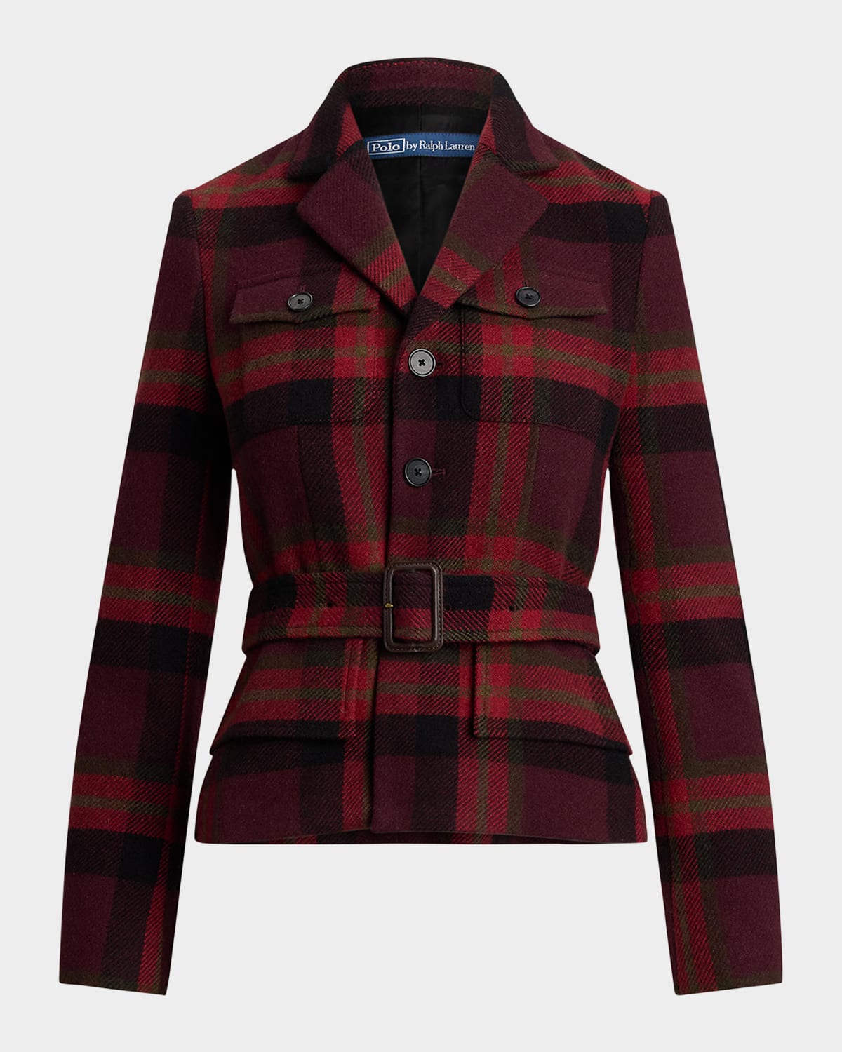 Polo Ralph Lauren Belted Tweed Jacket In Multi