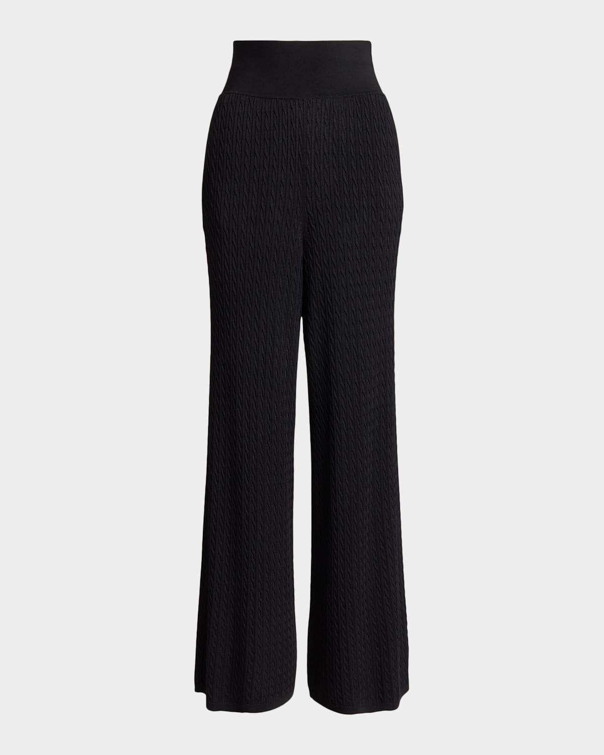 Polo Ralph Lauren Mini-cable Wide-leg Pant In Black