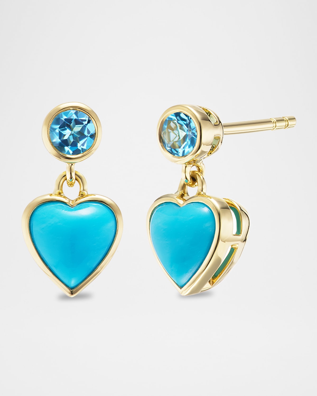 18K Blue Heart Earrings