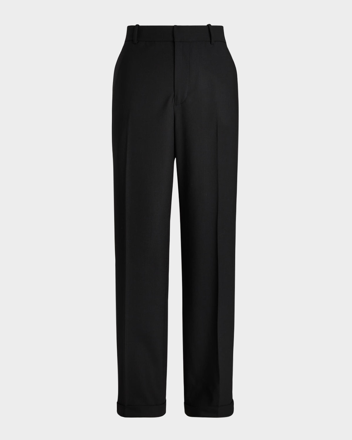 Polo Ralph Lauren High Rise Relaxed Straight-leg Trousers In Black