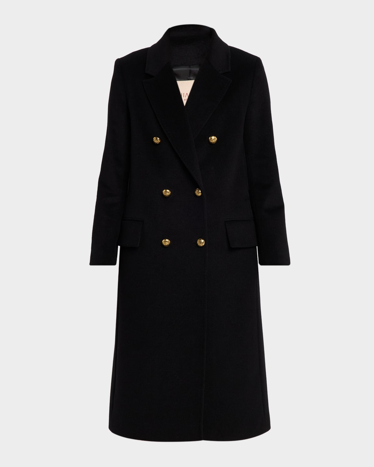 Chiarulli Oriana Mongolian Cashmere And Wool Double-breasted Coat In Black