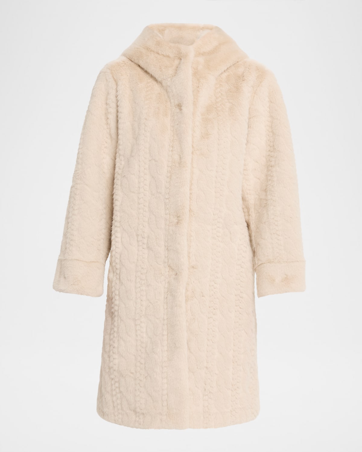 Kobi Halperin Myla Hooded Cable Faux Fur Coat In Brown