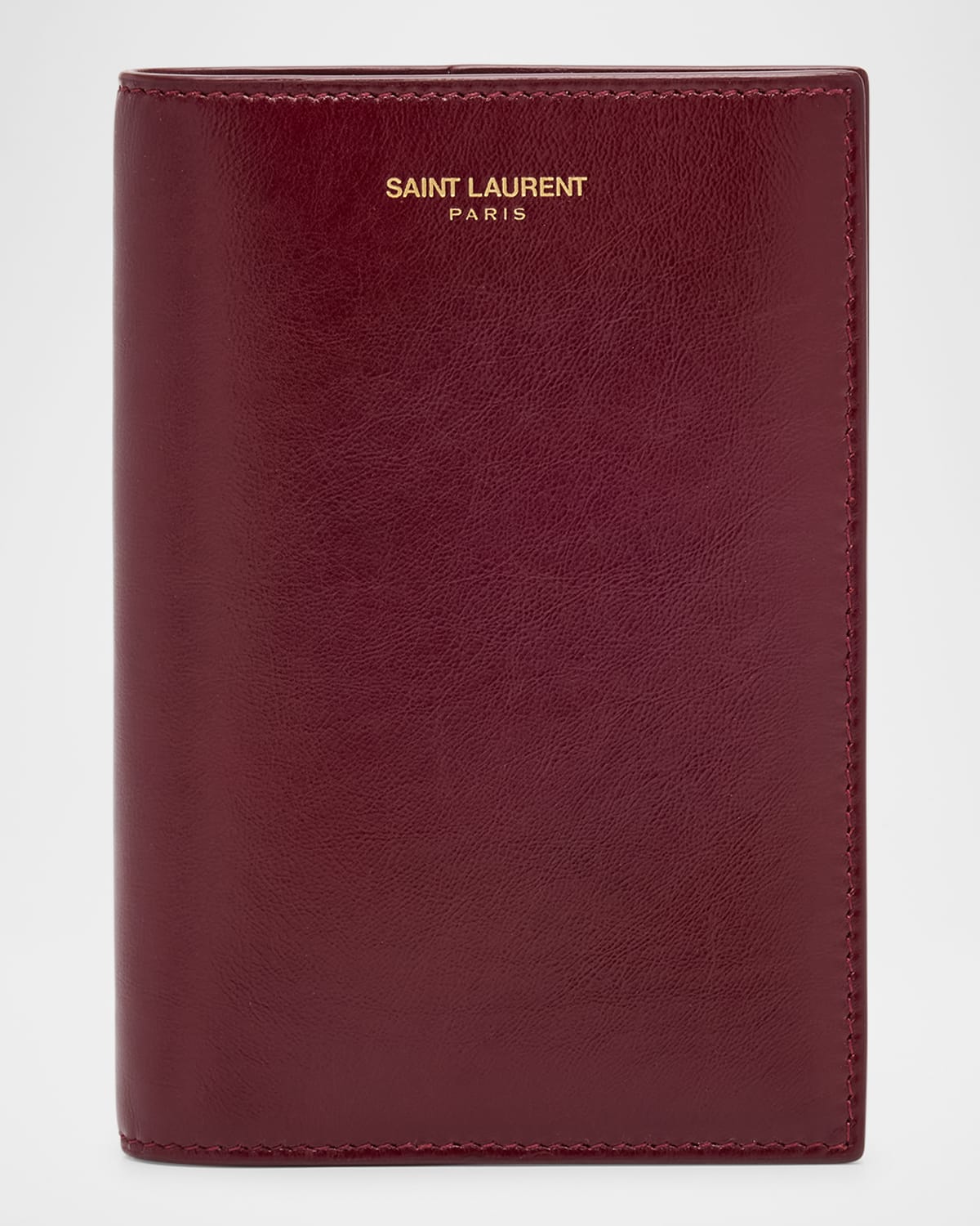 Saint Laurent Leather Passport Holder In Red