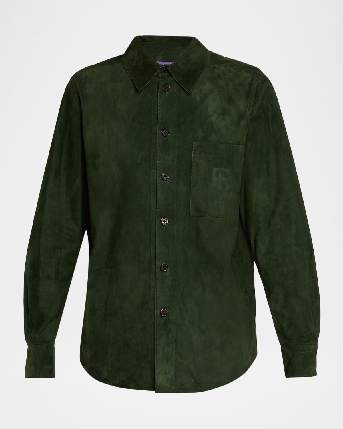 Ralph Lauren Tyler Debossed Suede Overshirt In Green