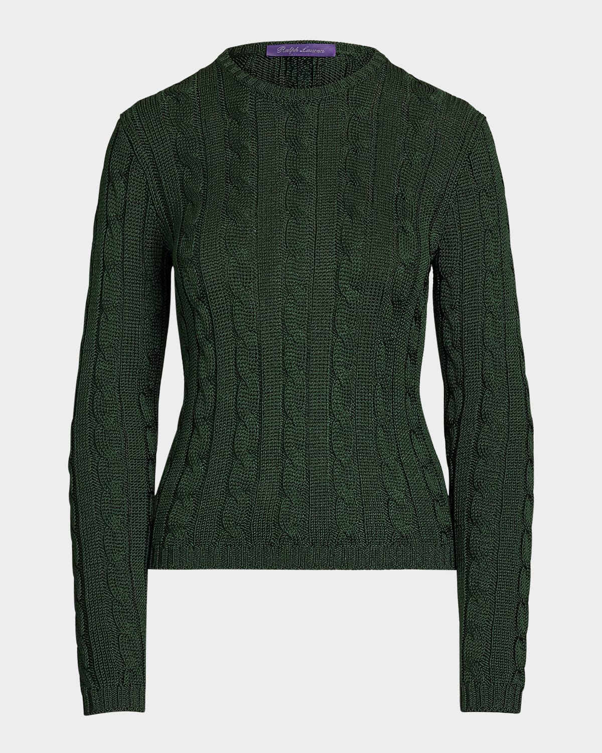 Ralph Lauren High Shine Cable Knit Crewneck Sweater In Green