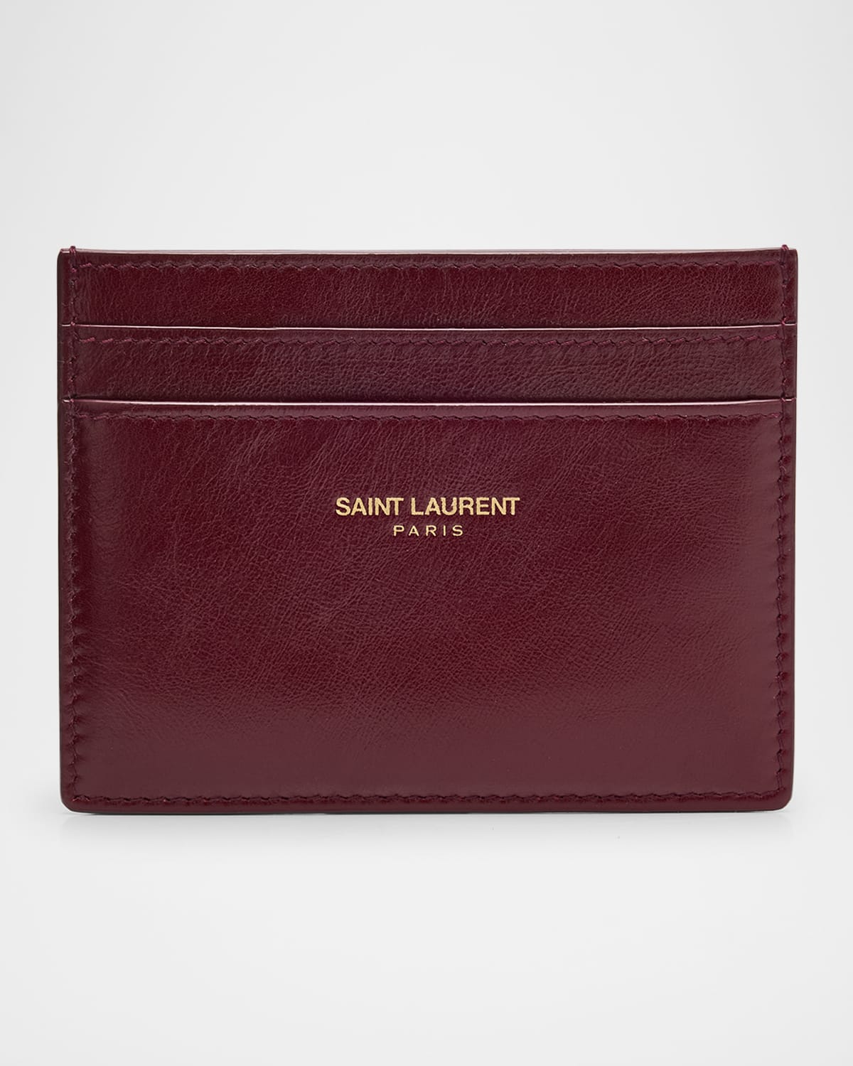 Saint Laurent Card Case In Leather In Red