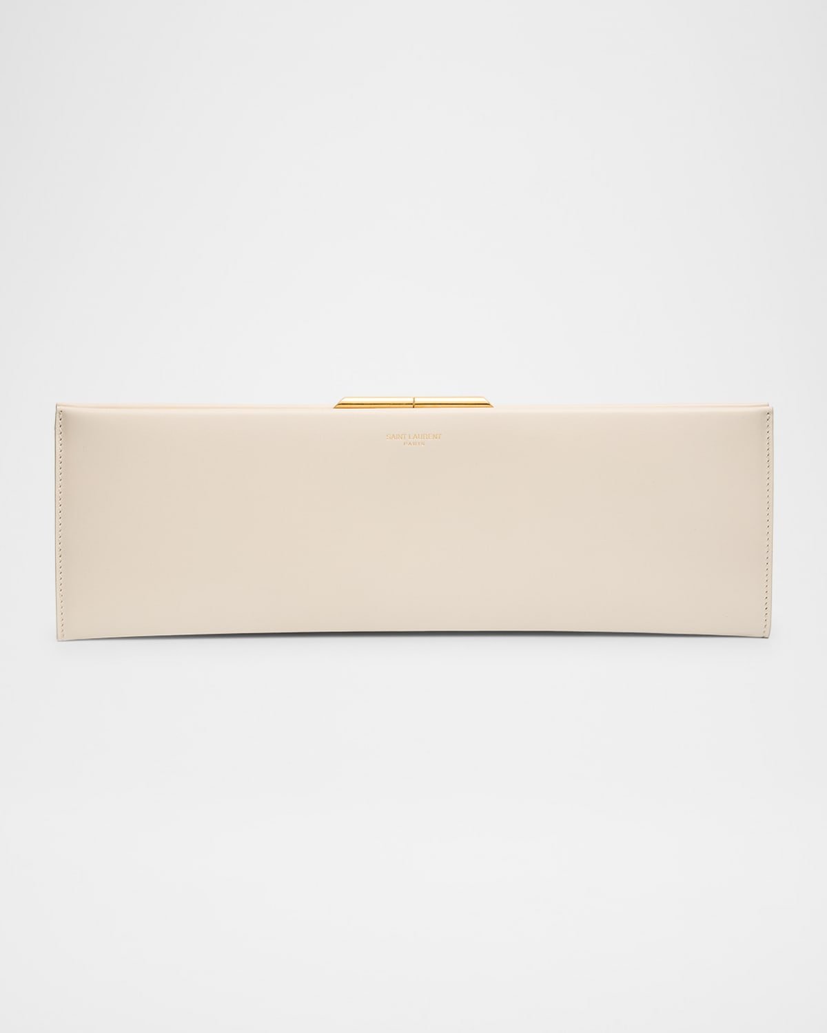 Saint Laurent Midnight Large Pochette Clutch Bag In Leather In White