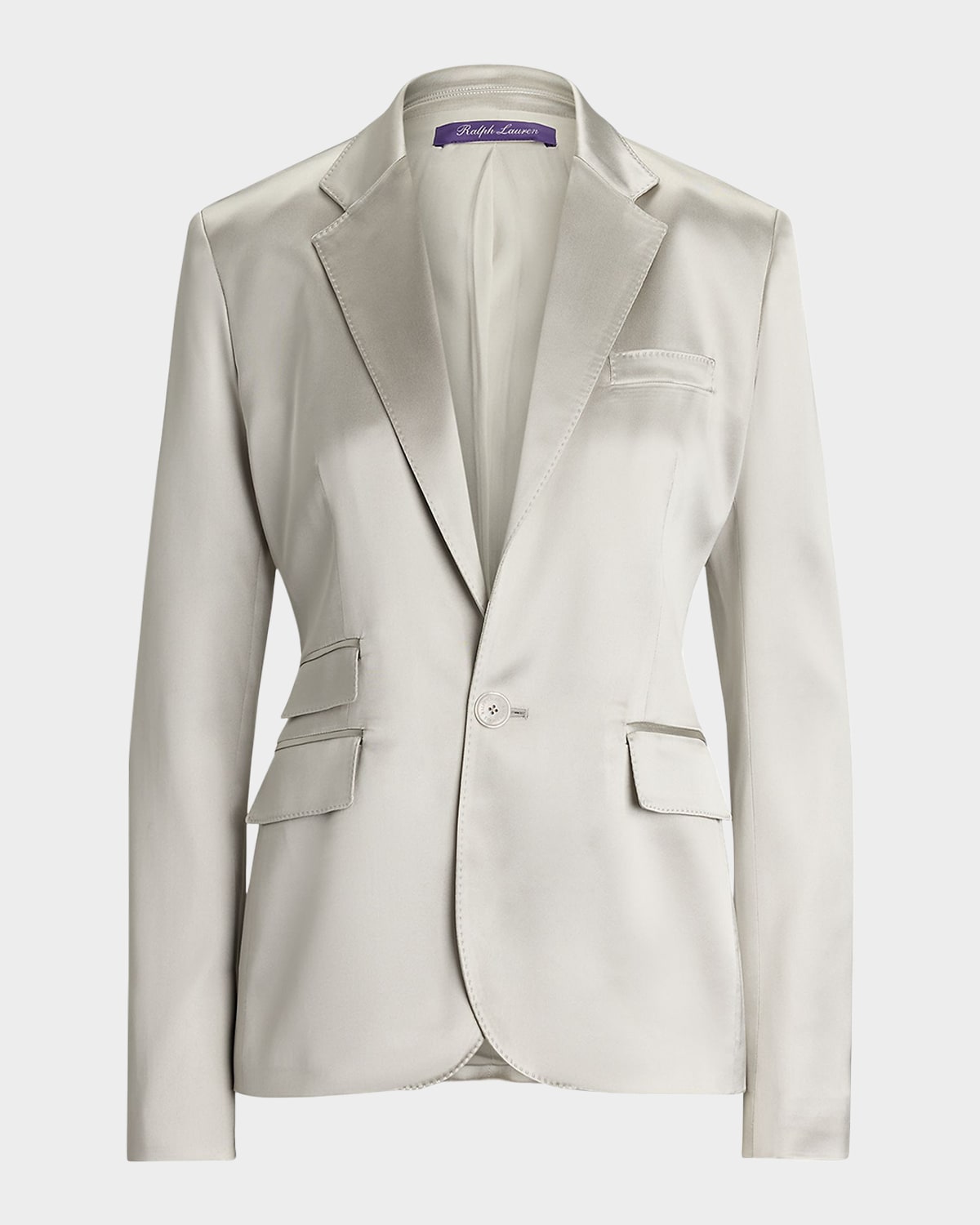 Ralph Lauren Parker Satin-finish Tailored Blazer In Gray