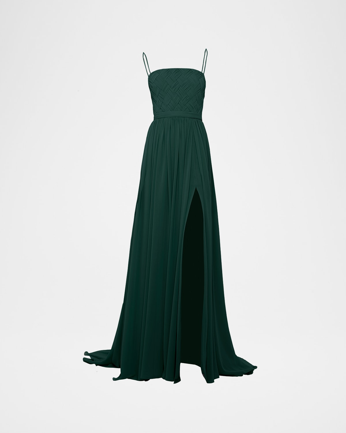 Atelier Prabal Gurung Millicent Woven Spaghetti Strap Gown In Green