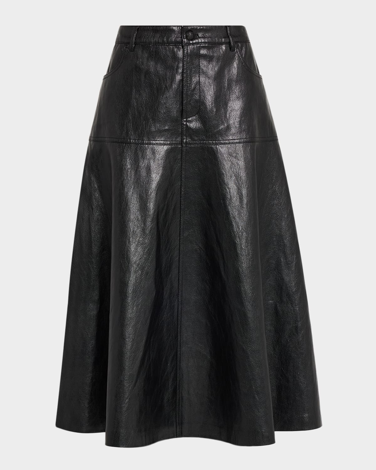 Kobi Halperin Rhea Circle-cut Faux Leather Midi Skirt In Black