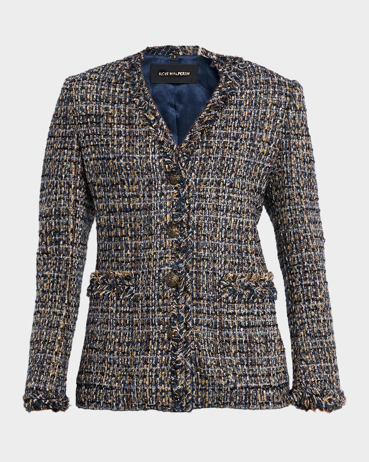 Kobi Halperin Keden Fringe-trim Tweed Jacket In Multi