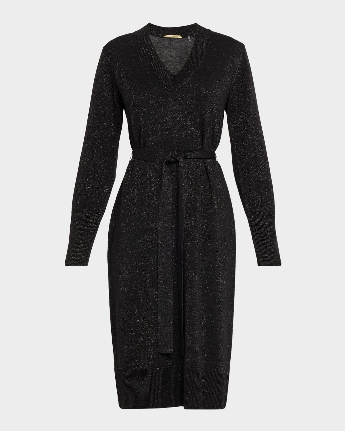 Kobi Halperin Russel Belted V-neck Sweater Dress In Black
