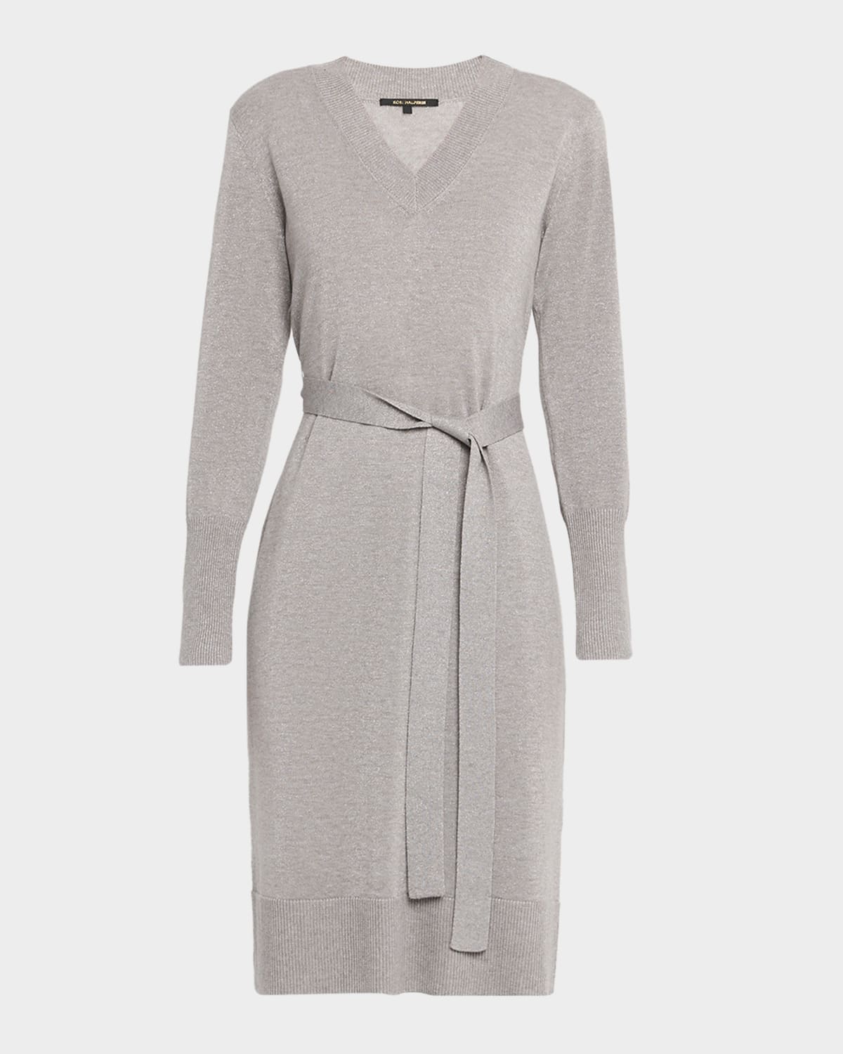 Kobi Halperin Russel Belted V-neck Sweater Dress In Gray