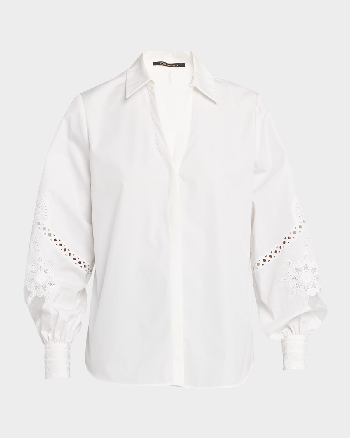 Kobi Halperin Calla Embroidered Blouson-sleeve Blouse In Gray