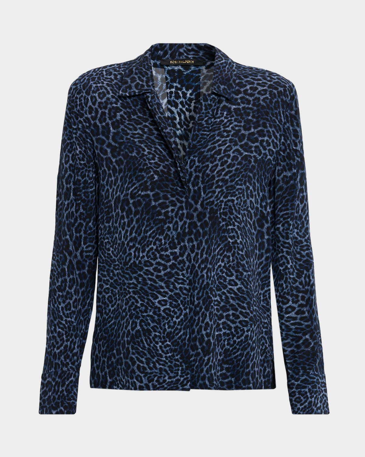 Kobi Halperin Gavin Leopard-print Viscose Blouse In Blue