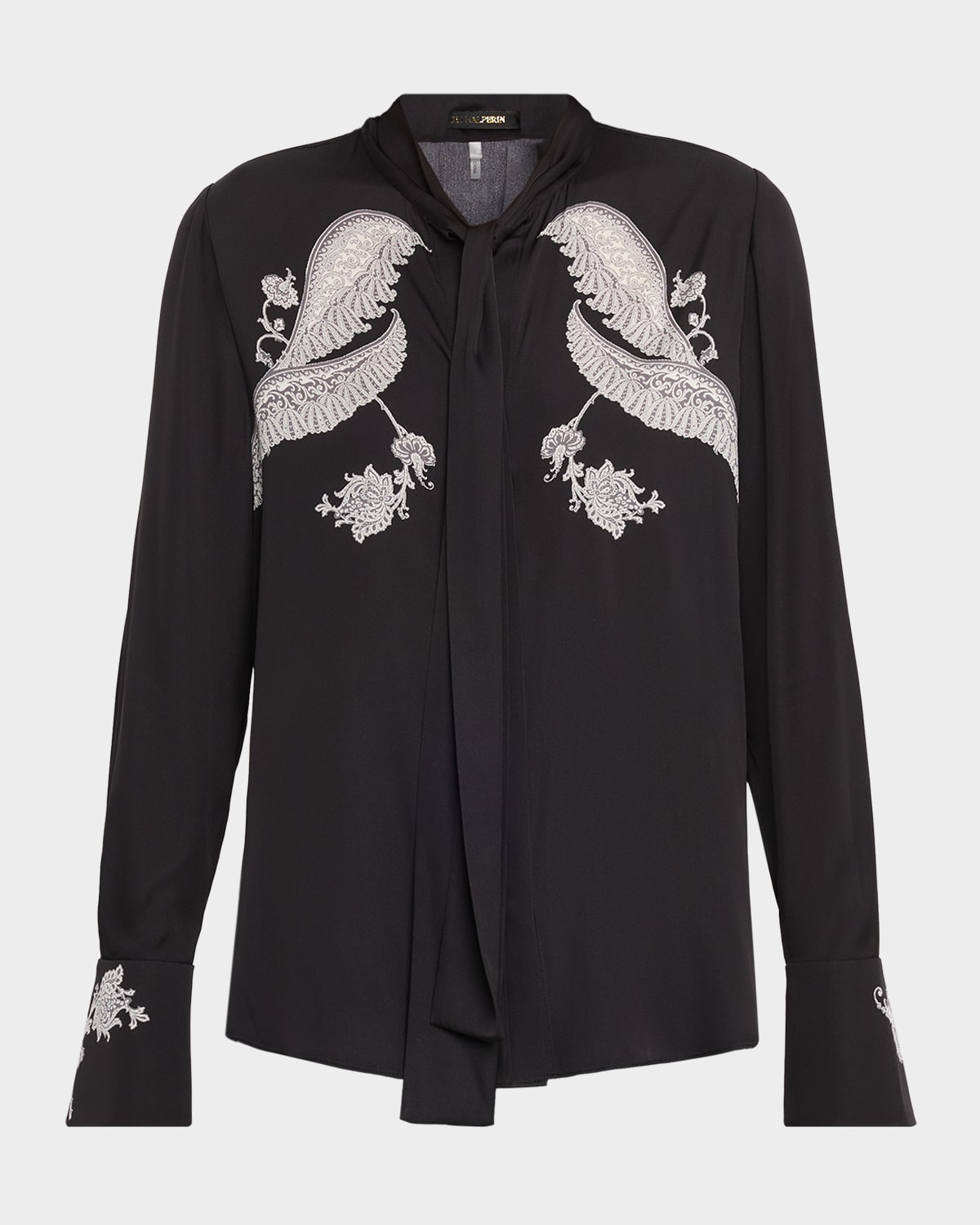 Kobi Halperin Cynthia Lace-print Stretch Silk Blouse In Black