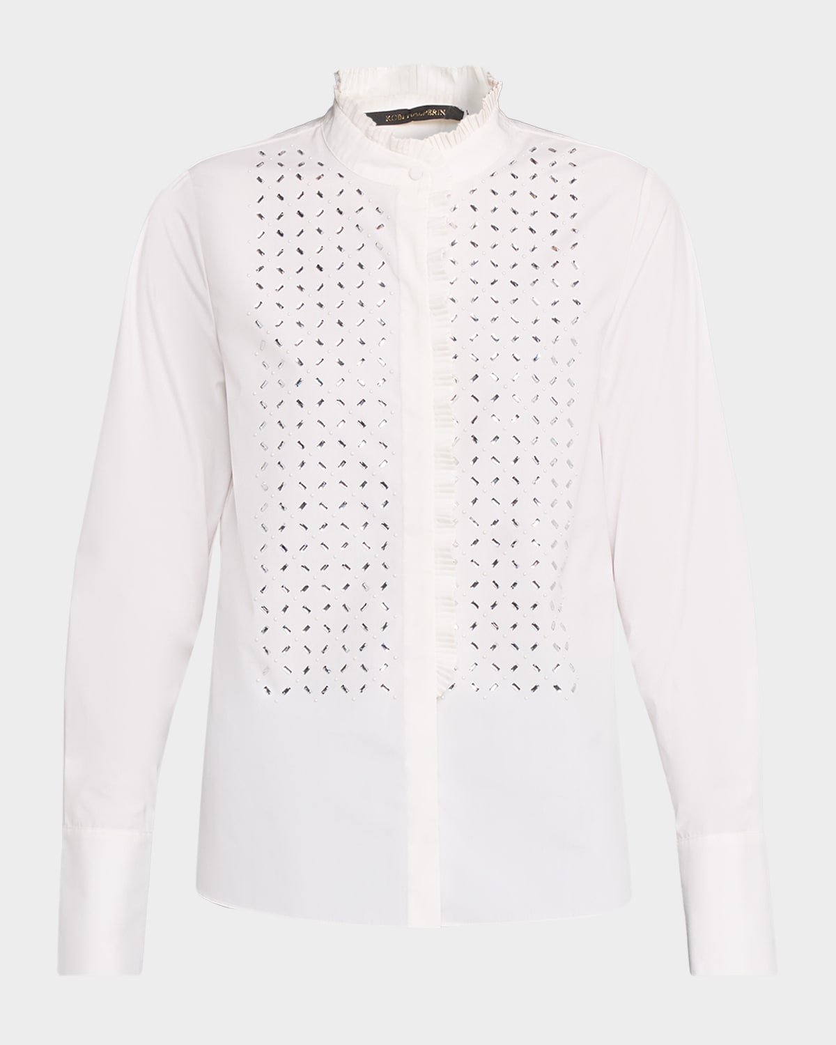 Kobi Halperin Mick Embellished Ruffle-trim Blouse In White