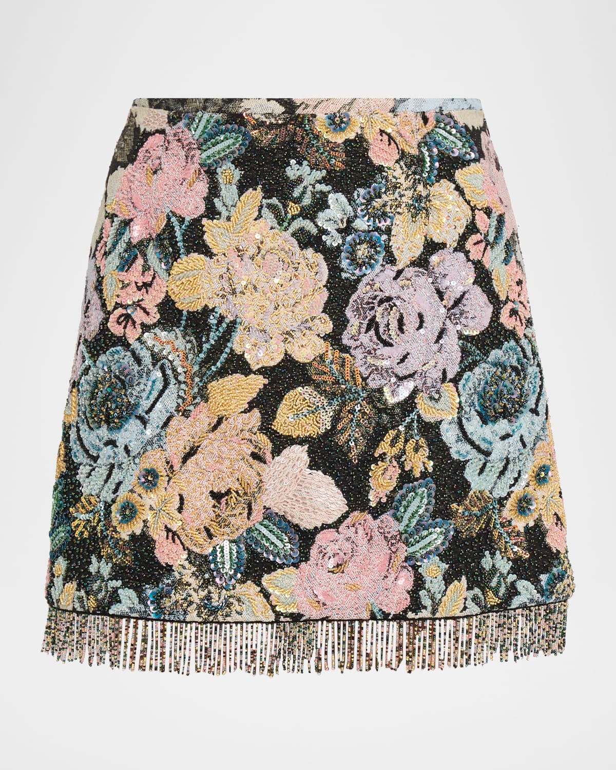Kobi Halperin Ana Beaded Floral Jacquard Mini Skirt In Gray