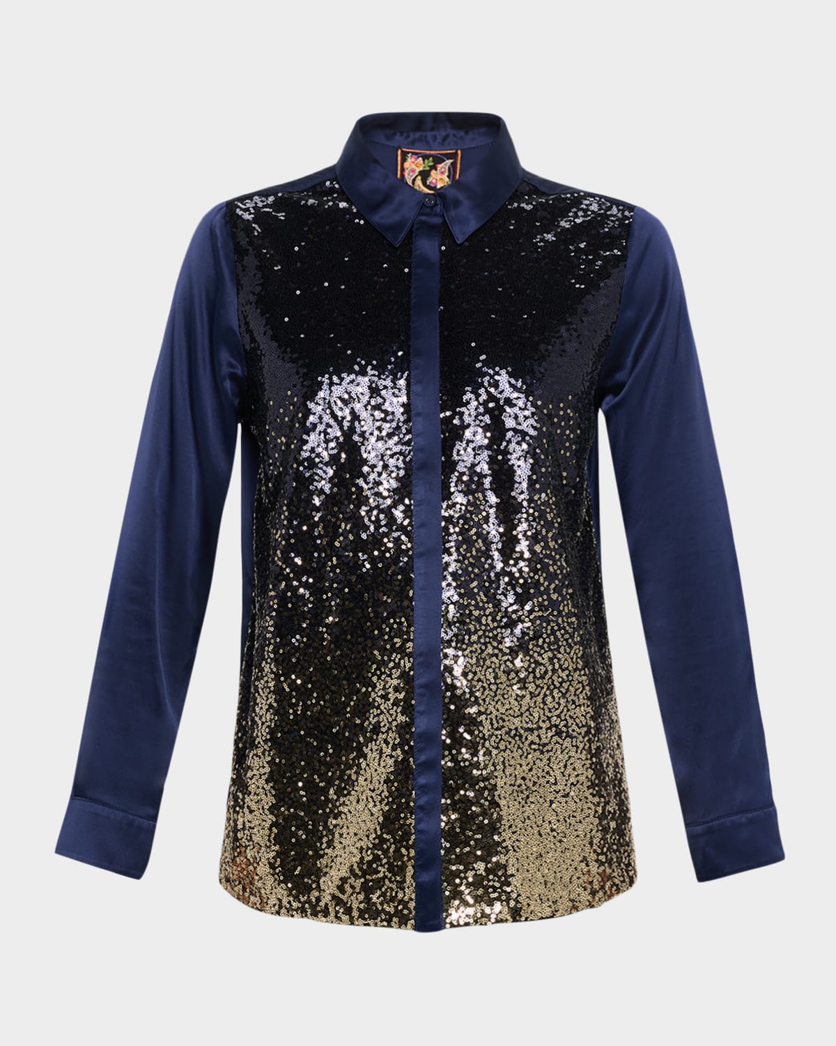 Johnny Was Selya Button-Down Ombre Sequin Shirt