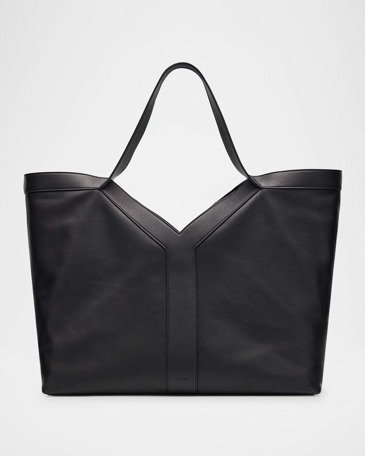 Saint Laurent Y Grande Leather Tote In Black