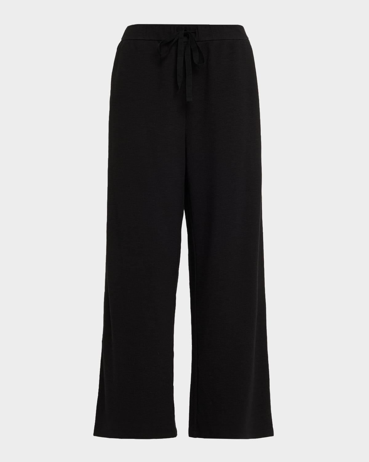 Eileen Fisher Straight-leg Waffle Double Knit Pants In Black